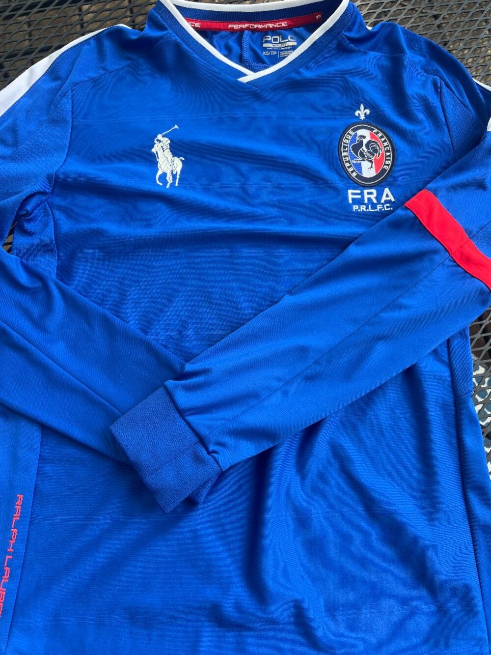 Polo sport soccer jersey FRA #3 mens XS long sleeve v neck